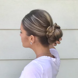 sock bun and braid updo